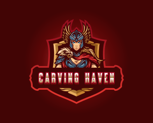 Gaming Female Valkyrie Superhero logo design