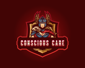 Gaming Female Valkyrie Superhero logo design