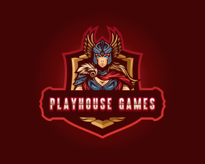 Gaming Female Valkyrie Superhero logo design