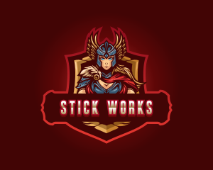 Gaming Female Valkyrie Superhero logo design