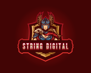 Gaming Female Valkyrie Superhero logo design