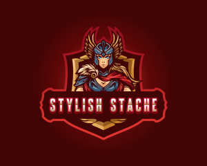 Gaming Female Valkyrie Superhero logo design