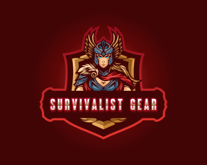 Gaming Female Valkyrie Superhero logo design