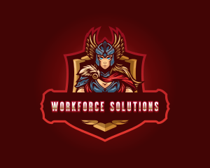 Gaming Female Valkyrie Superhero logo design