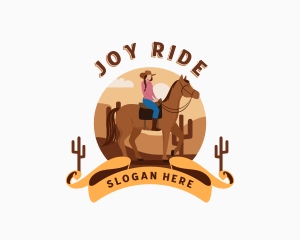 Cowgirl Horseback Rider logo design