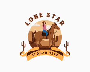 Cowgirl Horseback Rider logo design