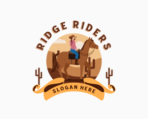 Cowgirl Horseback Rider logo design