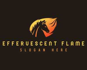 Stallion Horse Flame logo design