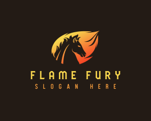 Stallion Horse Flame logo design