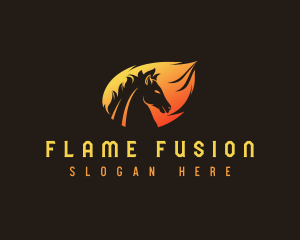 Stallion Horse Flame logo design