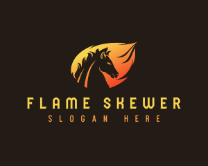 Stallion Horse Flame logo design