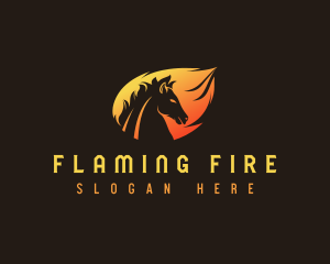 Stallion Horse Flame logo design