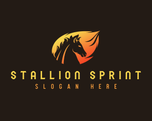 Stallion Horse Flame logo design