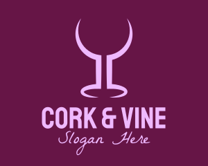 Purple Wine Glass Bar logo design