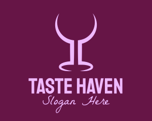 Purple Wine Glass Bar logo design