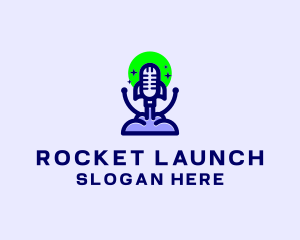 Microphone Rocket Podcast logo design