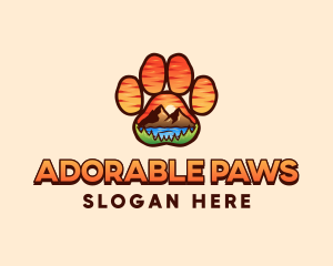 Paw Print Mountain Nature logo design