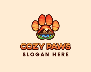 Paw Print Mountain Nature logo design