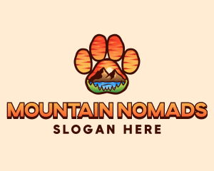 Paw Print Mountain Nature logo design