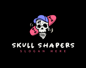 Skeleton Skater Skull logo