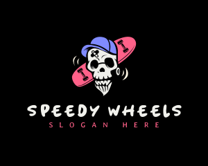 Skeleton Skater Skull logo