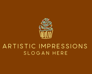 Sprinkle Cupcake Dessert logo design