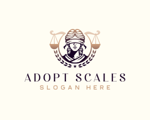 Woman Blindfold  Justice Scales logo design