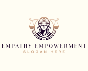 Woman Blindfold  Justice Scales logo design