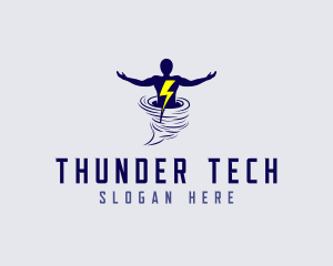 Tornado Thunder Man logo design