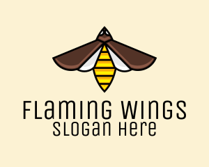 Flying Wasp Insect logo design