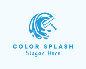 Paint Roller Tool Splash logo design