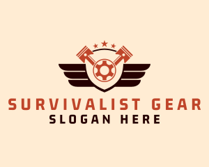 Gear Piston Wings logo design