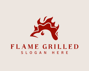 Flame Chicken Fire logo design