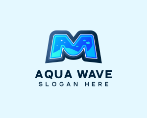 Underwater Aquatic Letter M logo