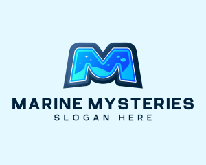 Underwater Aquatic Letter M logo design