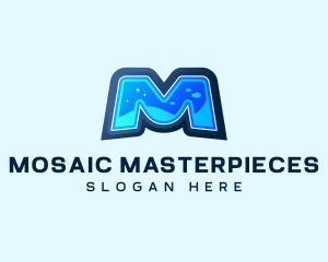 Underwater Aquatic Letter M logo design