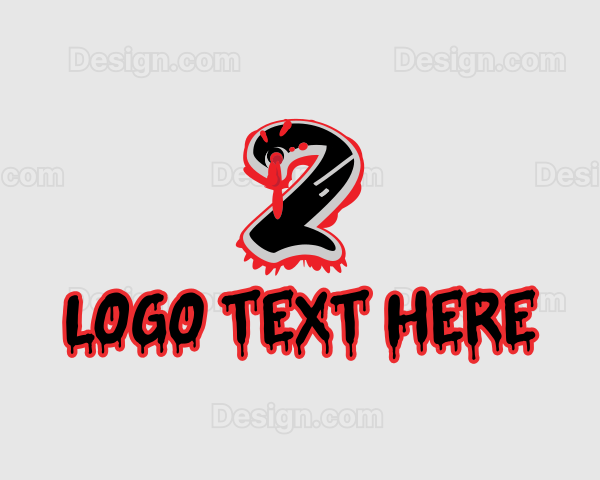 Red Splatter Graffiti Number 2 Logo