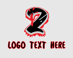 Dangerous - Splatter Graffiti Number 2 logo design