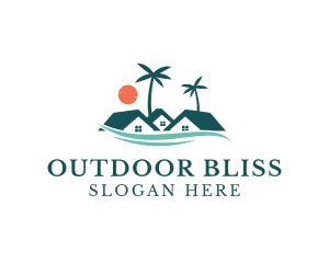 Tropical Beach Resort House logo design