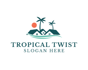 Tropical Beach Resort House logo design