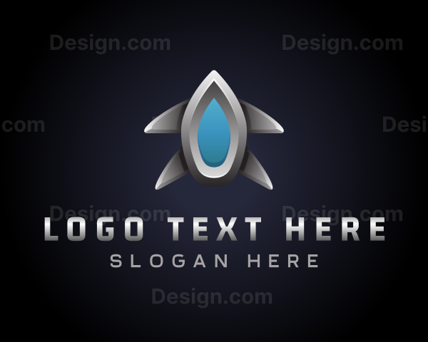 Metallic UFO Alien Spacecraft Logo