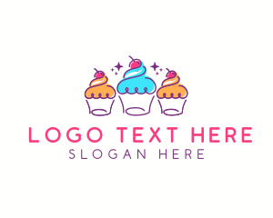 Cherry Cupcake Dessert Logo