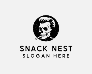 Skull Cigarette Smoke logo design