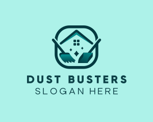Square Broom Sweep Dust logo design