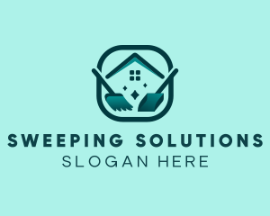 Square Broom Sweep Dust logo design