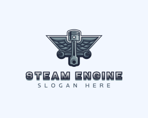 Wrench Engine Piston Wings logo design