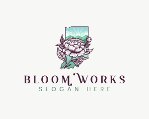 Indiana Peony Flower logo design