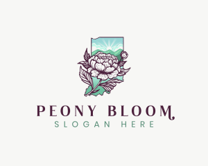 Indiana Peony Flower logo design