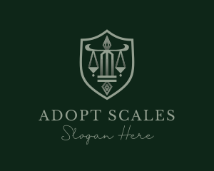 Legal Scale Pillar Shield logo design