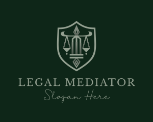 Legal Scale Pillar Shield logo design